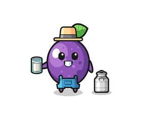 passion fruit cartoon as the dairy farmer