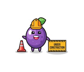 illustration of passion fruit with under construction banner