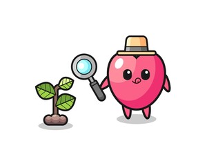 cute heart symbol herbalist researching a plants