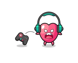 heart symbol gamer mascot is angry