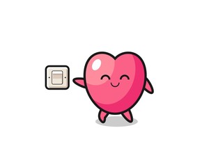 cartoon heart symbol is turning off light