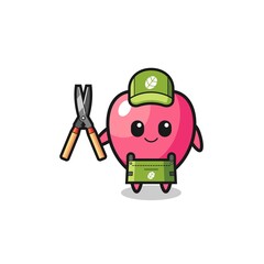 Fototapeta premium cute heart symbol as gardener mascot