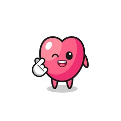 heart symbol character doing Korean finger heart