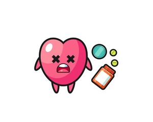 illustration of overdose heart symbol character