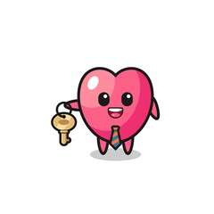 cute heart symbol as a real estate agent mascot