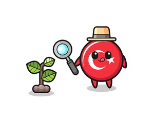 cute turkey flag herbalist researching a plants