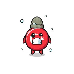 cute cartoon turkey flag with shivering expression