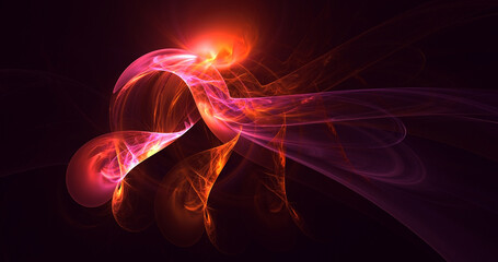 3D rendering abstract multicolor fractal light background