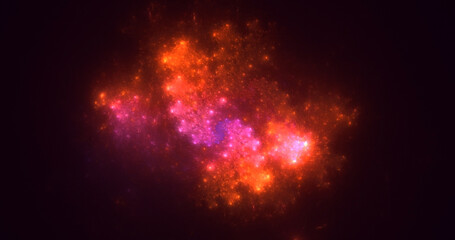 3D rendering abstract multicolor fractal light background