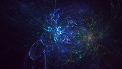 3D rendering abstract multicolor fractal light background