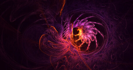 3D rendering abstract multicolor fractal light background