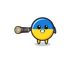 ukraine flag mascot holding flashlight