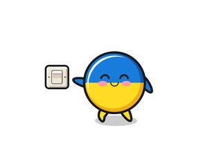 cartoon ukraine flag is turning off light