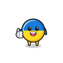 Fototapeta premium ukraine flag mascot doing thumbs up gesture