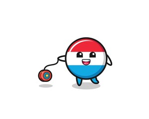 cartoon of cute luxembourg playing a yoyo