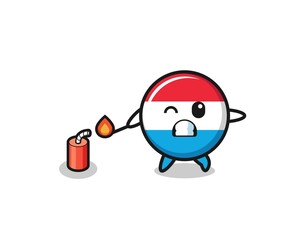 luxembourg mascot illustration playing firecracker