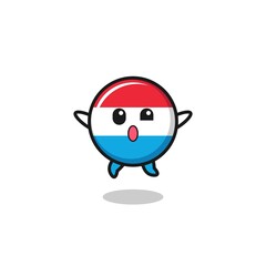 luxembourg character is jumping gesture