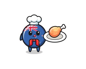 new zealand fried chicken chef cartoon character