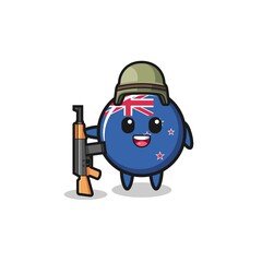 cute new zealand mascot as a soldier