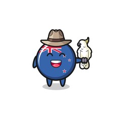 new zealand zookeeper mascot with a parrot