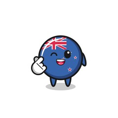 new zealand character doing Korean finger heart