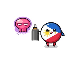 philippines flag cartoon make a graffiti with a spray paint