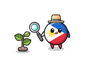 cute philippines flag herbalist researching a plants