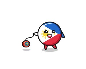 cartoon of cute philippines flag playing a yoyo