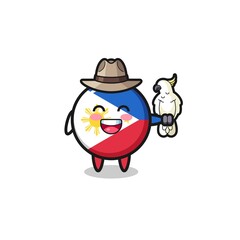 Obraz premium philippines flag zookeeper mascot with a parrot