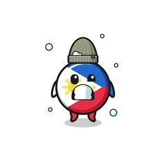 cute cartoon philippines flag with shivering expression