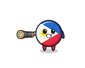 philippines flag mascot holding flashlight