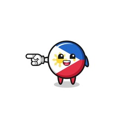 philippines flag cartoon with pointing left gesture