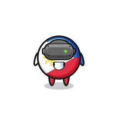 cute philippines flag using VR headset