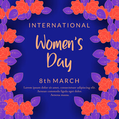 8 March. International happy women's day with flowers