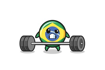 Fototapeta na wymiar cartoon of brazil flag lifting a barbell