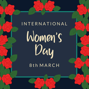 8 March. International happy women's day with flowers