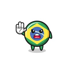 Fototapeta premium brazil flag character doing stop gesture