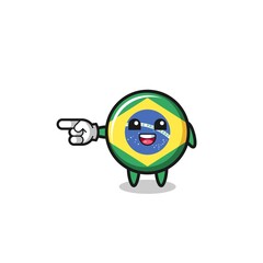 brazil flag cartoon with pointing left gesture