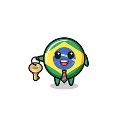 Fototapeta premium cute brazil flag as a real estate agent mascot