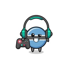 botswana flag gamer mascot holding a game controller