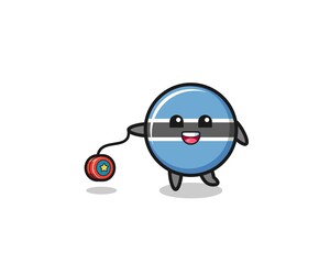 cartoon of cute botswana flag playing a yoyo