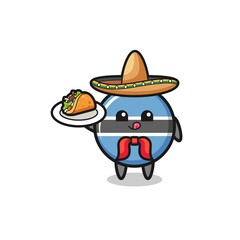 botswana flag Mexican chef mascot holding a taco