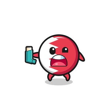 recommend clip art: bahrain flag mascot having asthma while holding the inhaler