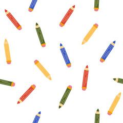 Pencils seamless pattern. Stationery for writing, school and study. Great design for education, teachers and school related projects, packaging, stationery decorative designs. Vector Illustration