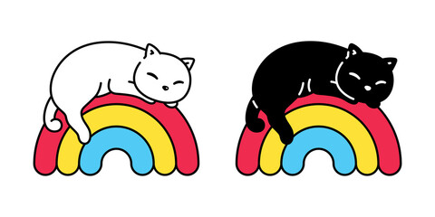 cat vector kitten calico icon rainbow sleeping pet breed cartoon character neko doodle illustration symbol design