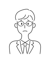 手描き風・困った表情をする男性のベクターイラスト