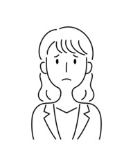 手描き風・困った表情をする女性のベクターイラスト