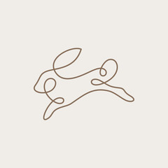 One line rabbit design silhouette.Hand drawn minimalism style vector illustration.