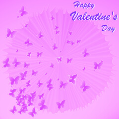 Happy valentine card with umbrellas, butterflies  