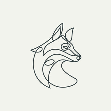 One continuous line drawing of dangerous wolf head for business logo identity. Wolves mascot emblem concept for conservation park icon. Trendy single line draw design vector graphic illustration
